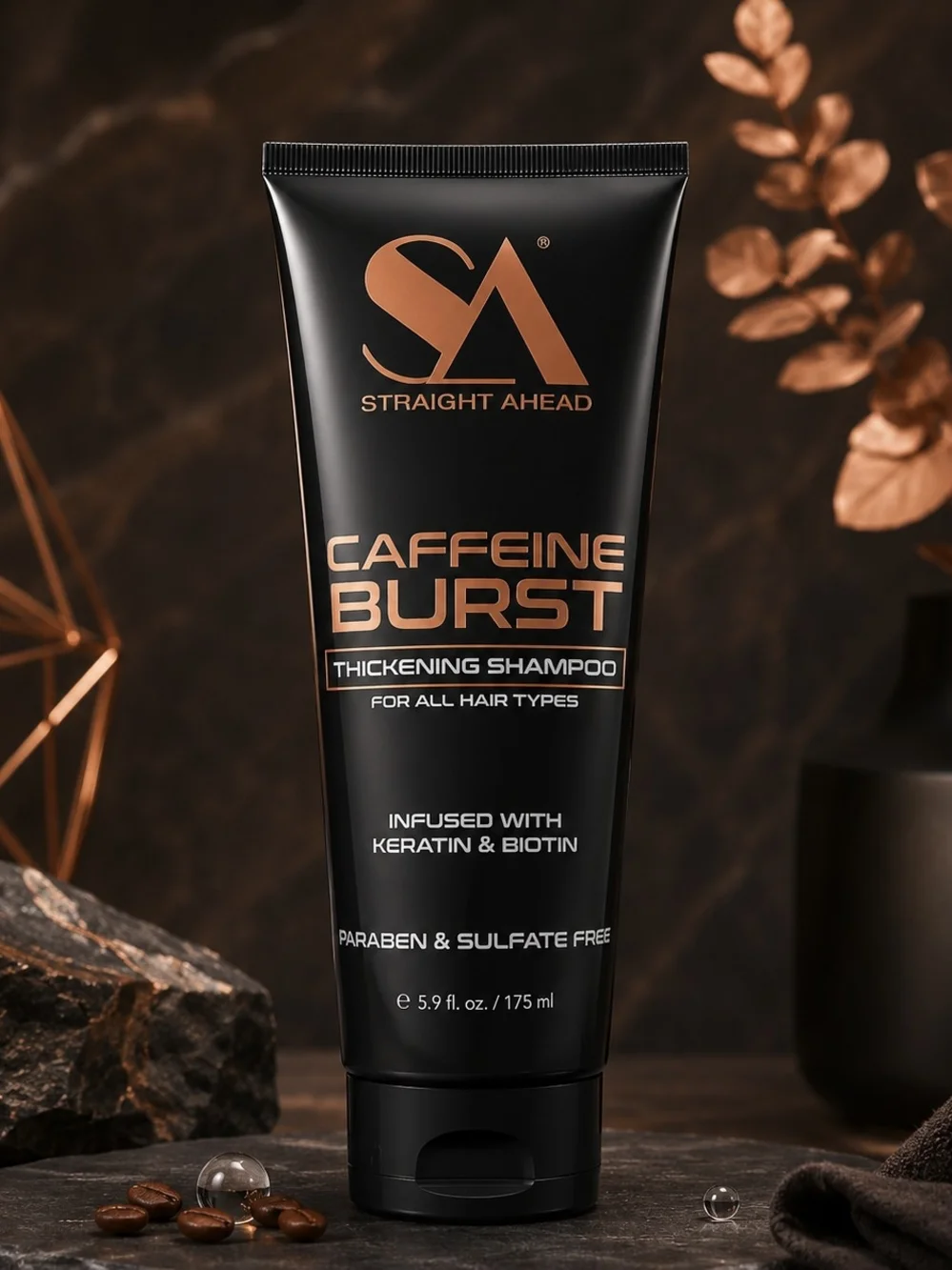 Straight Ahead Caffeine Burst Thickening Shampoo - Black & Copper